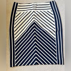 - Brand New, Size 12 - Navy Blue And White Chevron Print Front And Back - Back Zipper - 100% Cotton With 100% Polyester Lining - Dry Clean Paper Bag Skirt, Yellow Pencil Skirt, Cotton Pencil Skirt, Missguided Dress, J Crew Women, Floral Pencil Skirt, Tweed Pencil Skirt, Black And White Tweed, Women Skirt