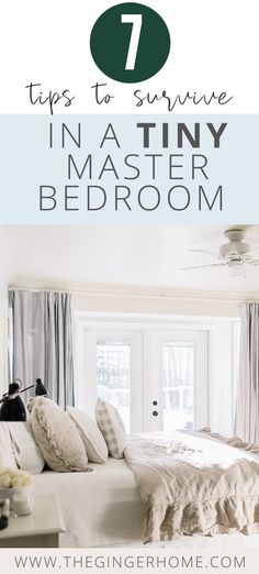 How to organize + decorate a small master bedroom. Small primary bedroom decor ideas. Master bedroom ideas small. Tiny master bedroom decor ideas. How to decorate a tiny master bedroom. Layouts for a small bedroom Small White Master Bedrooms Decor, Glamorous Small Bedroom, Small Primary Bedroom Decor, How To Decorate A Small Master Room, Master Bedrooms Decor Single Woman, Small King Bedroom Ideas, Small Master Bedrooms Decor Cozy Romantic, Comfy Bedroom Ideas For Couples, Tiny Primary Bedroom