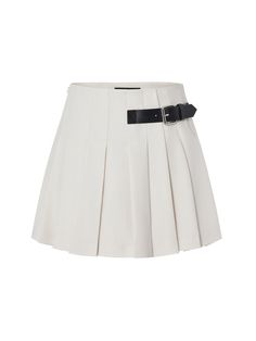 MO&Co. Women's Wool Blend Pleated Skirt Fitted Casual Mini Skirts For Women Elegant Luxury Miu Miu Mini Skirt, Fitted Pleated Flared Skirt With Belt Loops, Chic Fitted Pleated Skirt With Belt Loops, Relaxed Fit Mini Skirt With Accordion Pleats, Relaxed Mini Skirt With Accordion Pleats, Fitted Belted Pleated Skirt, Belted Fitted Pleated Skirt, Pleated Asymmetrical Fitted Mini Skirt, Fitted Pleated Asymmetrical Mini Skirt