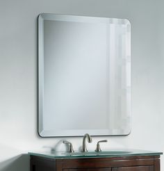 Square 30" x 30" Beveled Glass Edge Modern Frameless Wall Mirror - #P1424 | Lamps Plus Frameless Beveled Mirror, Vanity Wall Mirror, Bath Mirror, Small Bathroom Vanities, Mirror Lamp, Mirror Design Wall, Frameless Mirror, Mirror Shapes, Oval Wall Mirror