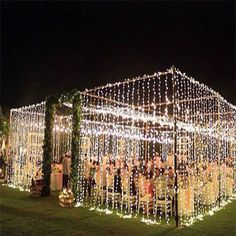 an outdoor event with lights and decorations