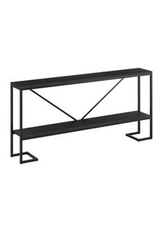 a black shelf with two shelves underneath it