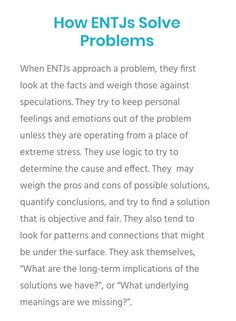 How ENTJ solves problems Entj Quotes Women, Enfj X Entj, Mbit Personalities, Entj Quotes, Entj Women, Personality Board, Talk To Me Quotes, Mbti Functions