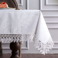 PRICES MAY VARY. MATERIAL: 100% treated polyester, the vintage tablecloth is made of heavy duty material with lace border, and makes it drape beautifully EASY CARE: Machine washable, No colour ran, No Wrinkle DESIGN: Elegant embroidery on high quality fabric, together with heavyweight macrame lace border FUNCTION: Make up your table for any occasion with this beautiful artwork, It will bring a new lifestyle for your dining area WIDELY USE: This table cover is perfect for everyday use, parties, h Farmhouse Rustic Kitchen, Outdoor Farmhouse, Birthday Picnic, Macrame Lace, Kitchen Party, Elegant Embroidery, Lace Table, White Table Cloth, Lace Tablecloth