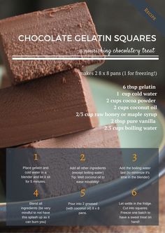 chocolate gelatin squares stacked on top of each other