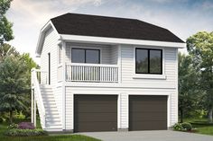 this is an artist's rendering of a two - story house with garages