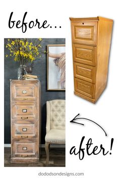 before and after photos of an old dresser