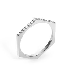 Hex Ring | White Diamonds – SELIN KENT Modern White Gold Octagon Diamond Ring, Modern White Gold Octagon Ring, Hexagon Diamond Ring For Formal Occasions, Hexagon Diamond Ring For Formal Events, Modern Octagon Diamond White Ring, Modern Hexagon Rings For Anniversary, Luxury Diamond Hexagon Ring, Luxury Hexagon Diamond Ring, Hexagon Ring With Single Cut Diamonds For Anniversary