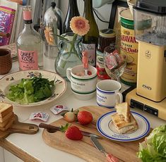 there are many food items on the kitchen counter