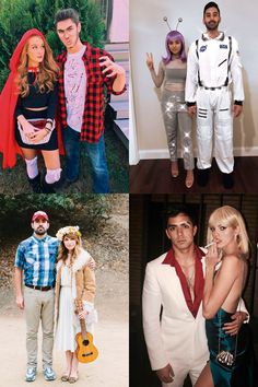 four different people dressed up in costumes