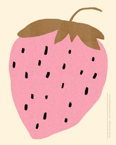 Strawberry by Paper Ghost Studio Strawberry Illustration Cute, Paper Ghost, Fruit Logo Design, Poster Grafico, Palettes Color, Hand Drawn Logo Design, Fruit Logo, Posca Marker, Logo Design Art