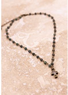 Phoebe Necklace - African Turquoise – Jimberly's Boutique Silver Gold Necklace, Metaphysical Gifts, Turquoise Bead Necklaces, African Turquoise, Stone Beaded Necklace, Chain Links, Cross Charms