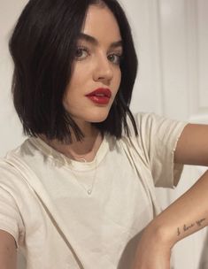 Lucy Hutton, Lucy Hale Short Hair, Lucy Hale Style Outfits, Lucy Hale Hair, Lucy Hale Style, Lip Shade, The Hating Game, Red Lip Color, Lips Shades