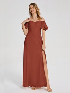 Rust Rust Bridesmaid Dress, Full Maxi Skirt, Chiffon Bridesmaid Dresses, Burgundy Bridesmaid Dresses, Chiffon Bridesmaid Dress, Georgette Fabric, Draped Fabric, Chiffon Bridesmaid, Wedding Bridesmaids