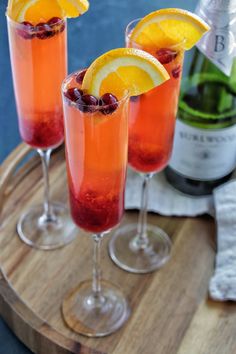 sparkling cranberry champagne and tequila cocktail