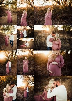 a couple cuddles in front of a tree as the sun goes down