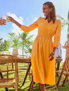 Our midi dress is feminine and oh-so versatile. In silky cotton poplin with smocking at the waist and a flattering split neck. Features Fit & Flare Dress Split Neck Three-Quarter Sleeve Pullover Hits Below Knee Imported Fit: Misses: 46 1/2"; Petite: 43 1/2"; Plus: 48 1/4"; Plus Petite: 45" Material: 100% Cotton Care: Machine Wash Cold; Only Non-Chlorine Bleach When Needed; Tumble Dry Low; Warm Iron, If Needed | Smocked Poplin Midi Dress - 100% Cotton Talbots Summer Smocked Long Sleeve Dress With Elastic Waistband, Summer Long Sleeve Smocked Dress With Elastic Waistband, Long Sleeve Smocked Dress With Elastic Waistband For Summer, Summer Long Sleeve Maxi Dress With Pleated Waist, Long Sleeve Maxi Dress With Pleated Waist For Summer, Summer Dresses With Smocked Cuffs For Work, Summer Work Dresses With Smocked Cuffs, Summer V-neck Midi Dress With Smocked Cuffs, Summer Workwear Dresses With Smocked Cuffs