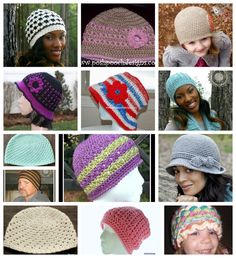 many different hats are shown in this collage