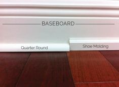 the baseboard is labeled with different types of wood flooring on top of each other