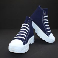 Freshened Style, Elevated Platform For Added High, Very Stylish, Blue With White Toe Cap. -High-Top Style. - Elements Of The Sneakers Are High Quality, That Brings Confort. -Canvas Upper Is Lightweight And Durable. -Stylish Silhouette You Will Come To Love. -Tall Platform Sole For Added Height. -Lace-Up Style For Adjustable Fit. -Cushioning Confort For All-Day Use. -Many Sizes -Women Sneakers We Do Fast Shipping And Local Delivery Blue Lace-up Platform Sneakers With Vulcanized Sole, Blue High-top Platform Sneakers With Vulcanized Sole, Trendy Blue Platform Sneakers With Rubber Sole, Trendy Blue Platform Sneakers With Round Toe, Blue Sporty Sneakers With Flat Heel, Trendy Blue Sneakers With Flat Heel, Trendy Blue Platform Sneakers, Trendy Blue Flat Heel Sneakers, Blue Platform Sneakers With Vulcanized Sole