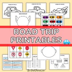 text that says Road Trip Printables behind the text are mock ups of the printables. Road Trip Books, Road Trip Printables, Car Activities, Road Kids, Road Trip Map, Road Trip Activities, Tracing Sheets, Bryson City, Keep Kids Busy