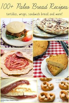 the cover of 100 + pale bread recipes, with pictures of different types of food