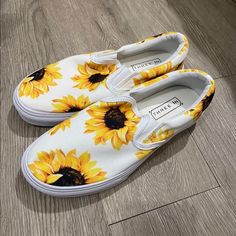 Brand New! Never Been Used. Size 8. Adorable Sunflower Slip On Shoes Sunflower Shoes, Sunflower Birthday, Sunflower Painting, Painted Shoes, Shoes Color, On Shoes, Womens Shoes Sneakers, Slip On Shoes, Birthday Ideas