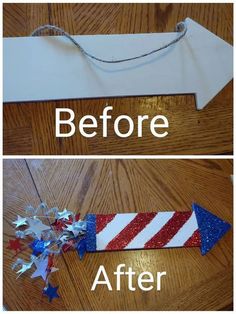 the before and after pictures show how to make an american flag tie out of wood