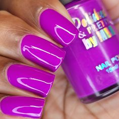 Gimme Five is a bright purple neon polish from our Jive Talkin' Neon Collection Our Nail Polish is a large 15ml bottle and is Cruelty Free and 21 Free.  What is 21-free? Many nail polishes found in stores may contain toxins. Our 21 Free Nail Polishes avoids these  ingredients: no animal products, toluene, benzene, xylene, formaldehyde releaser, formaldehyde resin, phtalates, cyclic silicones, camphor, MEK, glycol ethers of series E, HQ, MEHQ, TPP, nonylphenol ethoxylated, Tert-Butyl hydroperoxyd Neon Nail Polish, Bottle Picture, Purple Neon, Spring Nail Colors, Animal Products, Neon Nails, Bright Purple, Us Nails, Nail Polishes