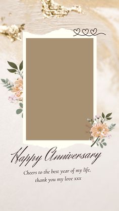 a wedding anniversary card with flowers on it