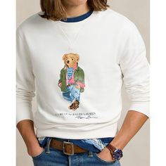 This sweatshirt is crafted with a plush cotton blend and printed at the front with our beloved mascot the Polo Bear. Ralph Lauren Long Sleeve Winter Sweatshirt, Ralph Lauren Long Sleeve Sweatshirt For Winter, Ralph Lauren Winter Long Sleeve Sweatshirt, Ralph Lauren Casual Long Sleeve Sweatshirt, Casual Long Sleeve Ralph Lauren Sweatshirt, Ralph Lauren Crew Neck Tops With Ribbed Cuffs, Ralph Lauren White Sweater For Fall, Ralph Lauren White Winter Top, Ralph Lauren Cotton Long Sleeve Sweatshirt