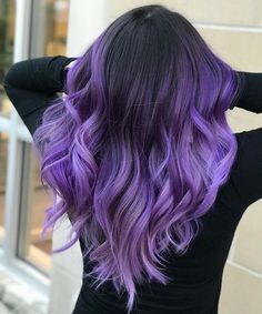 Blue Balayage Hair Brunettes, Trendy Balayage, 70 Hair, Purple Hair Color Ombre, Purple Hair Highlights, Purple Ombre Hair, Dyed Hair Purple, Hair Color Underneath