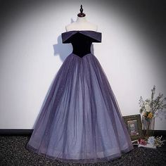 Puffy Long Dress, French Princess, Prom Dress A Line, Purple French, Purple Tulle, Purple Prom, Off Shoulder Fashion, Custom Size Dresses, Vestidos Prom