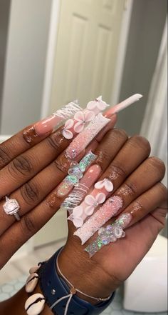 Bling Ombre Nails, Birthday Xl Nails, Extra Long Acrylic Nails Bling, 21st Birthday Nails Acrylic, Xl Long Acrylic Nails, Exotic Birthday Nails, Nails Art Simple, Easy Nail Art Tutorial, Nail Art 2022