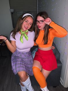 halloween costume daphne and velma | Savana Velma From Scooby Doo Costume Ideas, Daphne And Velma Costumes Aesthetic, Hot Velma And Daphne Halloween Costume, Dephane Scooby Doo Costume, Modern Velma Costume, Halloween Costumes Duo 2022, Duo Halloween Costumes Daphne And Velma, Freddy And Daphne Costume Couple, Halloween Two Girls Costumes