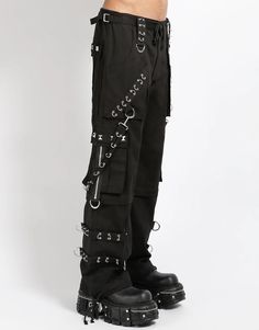 TRIPP NYC - MIGHTY METAL PANT Studded Pants, Tripp Nyc, D Rings, Striped Knit, Pyramid, Piercings, Black And Red, Pants, How To Wear