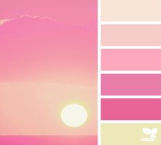 the sun is setting over an ocean with pink and yellow colors