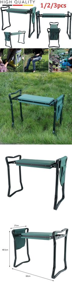 the garden kneer chair is shown in three different views