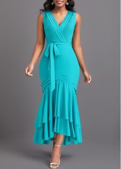 Color:Cyan;Size:S;Size:L;Size:XL;Size:XXL;Package Contents:1 X Dress , 1 X Belt;Occasion:Work;Style:Elegant; Midi Mermaid Dress, Formal Dress Wedding Guest, Wedding Guest Dress Cocktail, Dress Semi Formal, V Neck Bodycon Dress, Flowy Design, Style Finder, Sleeveless Bodycon Dress, Neck Bodycon Dress