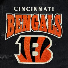 the logo for the nfl team is shown in this black jersey with an orange and white tiger