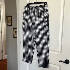 Brand New Never Worn- Elastic Waist Summer Plaid Loungewear Pants, Spring Plaid Loungewear Pants, Summer Plaid Pants For Loungewear, Gingham Ankle-length Spring Pants, Spring Gingham Ankle-length Pants, Gingham Bottoms For Spring Loungewear, Spring Gingham Loungewear Bottoms, Casual High Waist Gingham Pants, Gingham Straight Leg Bottoms For Spring