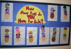 a bulletin board with many hats on it that says how many cups do you have for sale?