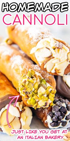 the cover of homemade cannoli is shown