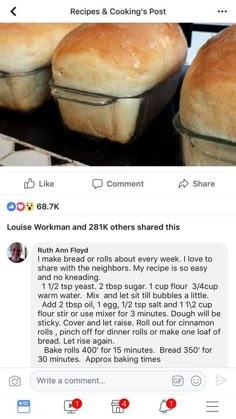 two loafs of bread sitting on top of a table next to each other in plastic containers