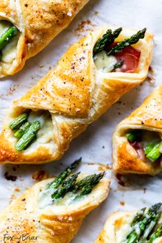 asparagus and cheese puff pastry bundles with text overlay