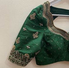 Hand embroidered ready made bridal saree blouse / crop top/stitched saree blouse usa / green saree blouse/ hand embroidered blouse/zardosi blouse/pink saree blouse/ pure silk bridal wedding blouse/ heavy embroidery maggam work blouse        It is very true that a perfect blouse is the one which makes your saree look stand out !! If you find one of such a style that you have been wanting to have then dont let it go !! we carry such unique trending blouses that instantly add a stylish look to any saree !!     Well..!! we understand that you may not get in your desired size/pattern, here you go with customization according to your size/pattern which we can deliver in 1-2 weeks of time period !!      Here is a beautiful Hand embroidered saree blouse in green color that has heavy bridal or wedd Zardosi Blouse, Hand Embroidery Blouse, Pink Saree Blouse, Green Blouse Designs, Maggam Blouse, Hand Embroidered Blouse, Wedding Ready, Latest Model Blouse Designs, Perfect Blouse