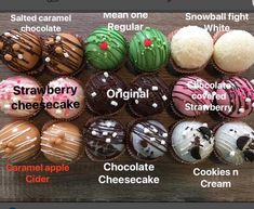 an image of cupcakes labeled in different flavors