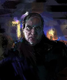 a digital painting of a man with glasses