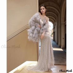 Olivia Mark - Fish-tail Sequined Evening Gown with Matching Shawl - Sophisticated and Elegant Attire for Formal Events Mnm Couture, Tail Dress, Sequin Evening Gowns, Mermaid Evening Gown, Dress With Shawl, Mermaid Sequin, Shoulder Wrap, Elegant Attire, Sequin Evening Dresses