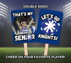 two popsicles that say, let's go senior knights cheer on your favorite player